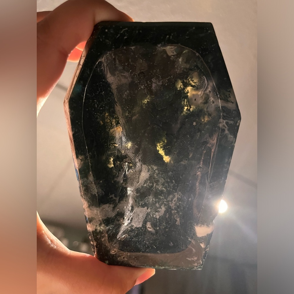 ❤️Moss Agate Coffin Bowl Crystal